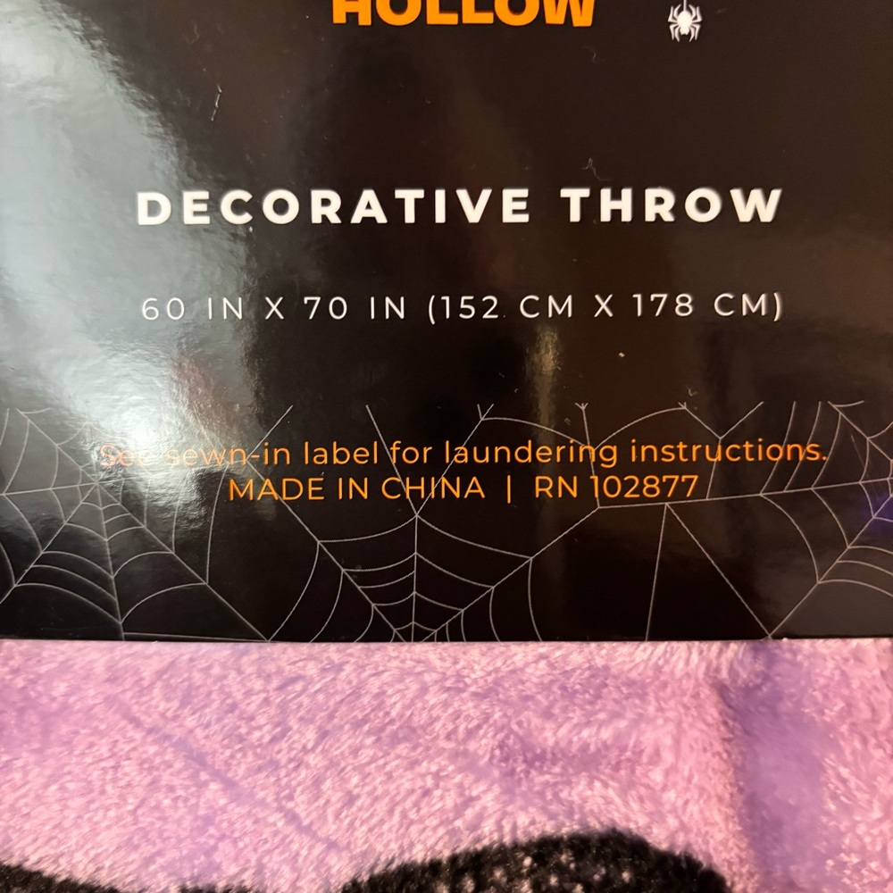 Halloween Mystic Cat.  Stars purple oversized throw blanket. NEW - Picture 5 of 5